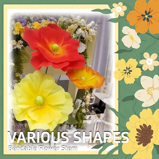 Giant Flowers for Decoration, 5.3 ft Large EVA Artificial Flower Arrangements for Wedding Reception Birthday Christmas Party Banquet Backdrop Decor Shop Window Display Photography Props, Mix Color