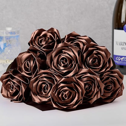 1-1/2 Inch Wide Brown Satin Ribbon, 50 Yards Solid Polyester Fabric Ribbon for Roses Making, Gift Wrapping, Christmas, Wedding Decorations, Crafts, Bows
