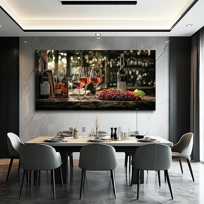 hyidecorart Dining Room Wall Art Still Life Goblet Prints Painting Wine Glass Canvas Wall Pictures Kitchen Art Wall Decor Landscape Poster Pub Living Room Office Artwork Modern Home Decoration 30x60