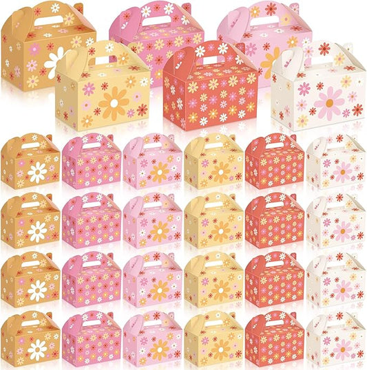 24pcs Daisy Flower Treat Boxes Colorful Floral Gift Boxes Summer Daisy Party Favor Wrapping Hippie Boho Spring Decorations