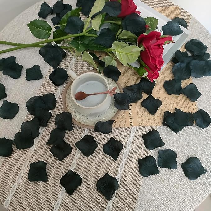 Separated 1000 PCS Artificial Black Rose Petals, Black Flower Petals,Flower Girl Petals for Wedding Decor,Romantic Night for her Set(Ready-to-use)