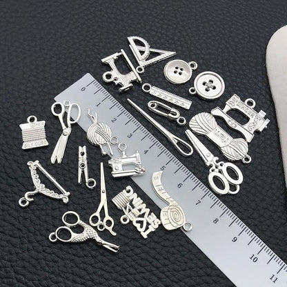 WOCRAFT 60pcs Bright Silver Sewings Charms Bracelet Charms for Jewelry Making Sets DIY Necklace Bracelet Keychain Crafting Charms Kit Craft Supplies (SN915)