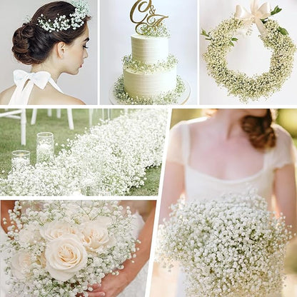 Yastouay 60Pcs Babys Breath Artificial Flowers, Fake White Babys Breath Flowers Artificial Bulk, Real Touch Faux Babies Breath Gypsophila Bouquet for Wedding Floral Arrangement Party Decor