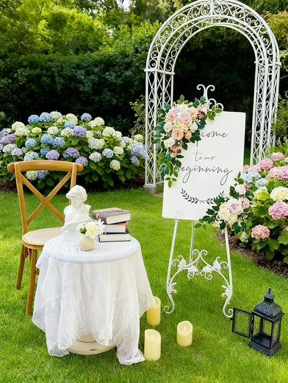 Pack of 2 Wedding Arch, Artificial Flowers, Wedding Decor，Flower Garland Be Suited to Banquet, Party, Reception Entrance Welcome Sign and Background Decoration (Light Pink)