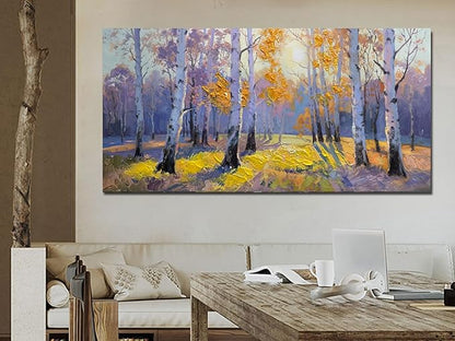 Brushart Forest Canvas Wall Art Nature Large Textured Picture Paintings Wall Decor Living Room Artwork for Walls Bedroom Home Office, 48"x24"
