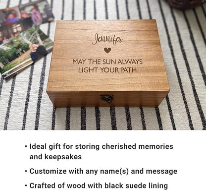 Let's Make Memories Personalized Wooden Keepsake Box With Hinged Lid - Wood Memento Box - Decorative Storage - Home Decor - For Couples, Wedding, Newlyweds - Laser Engraved - Couple's Heart