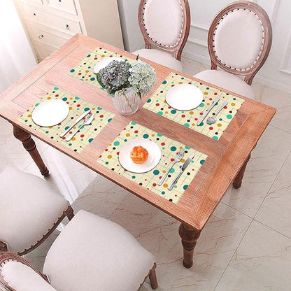 Mid Century Modern Placemats Set of 4, Washable Yellow Retro Table Mats for Kitchen Dining Table Outdoor Holiday Party Home Decor, Heat Resistant Linen Place Mats 12"x18"