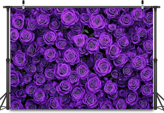12x8ft Purple Flower Floral Backdrop Background Photography Flower Wall Lavender Backdrop for Party Wedding Girls Birthday Princess Mother's Day Bridal Shower Anniversary Banner Decor Studio Photo