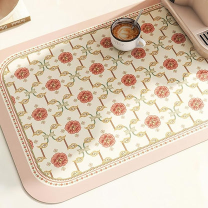 patdrea French Floral Red Rectangular PVC Placemats, Pack of 6, Waterproof Insulation, Soft and Durable, Suitable for Dining Table, Kitchen and Coffee Table Decoration,12"*17"