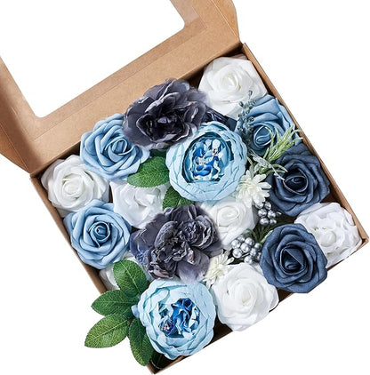Artificial Flowers Combo, Fake Flowers for DIY Tables Centerpieces Baby Shower Bridal Shower Wedding Bouquet Arrangements Party Candle Holder Cake Decor Flower Home Decorations