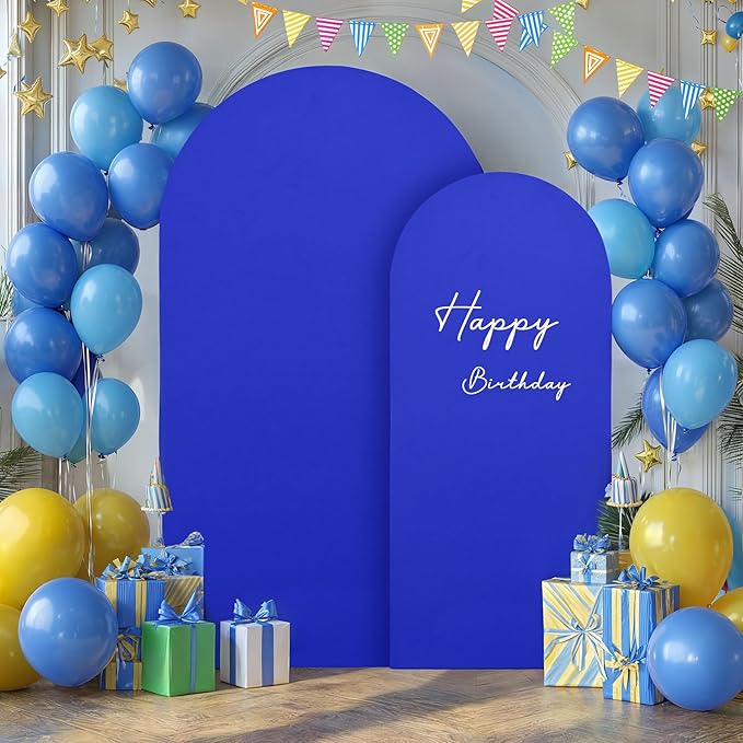 Royal Blue Arch Backdrop Covers - 7.2FT, 6FT Spandex Fitted Wedding Arch Stand Covers Round Top Chiara Stretchy Arch Backdrop Cover for Wedding Birthday Party Decoration