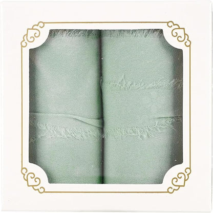 MEEDEE Mint Green Chiffon Ribbon 3 Inch Green Frayed Chiffon Silk Fringe Ribbon Wide Chiffon for Crafts, Flower Bouquet, Wedding Favors Wrapping (2 Rolls 10 Yards)