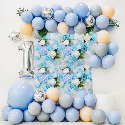 Flower Wall Panel Floral Backdrop,6Pack Faux Flower Panel,Blue and White Flower Wall Decor,Artificial Flower Backdrop Faux Flower Panel for Wedding