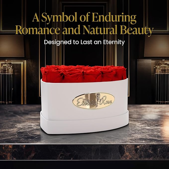 The Eternity Rose 20-Piece Preserved Roses in a Luxury Gift Box – Real Roses in White Heart Box – A Valentine’s Gift as Everlasting as Your Love