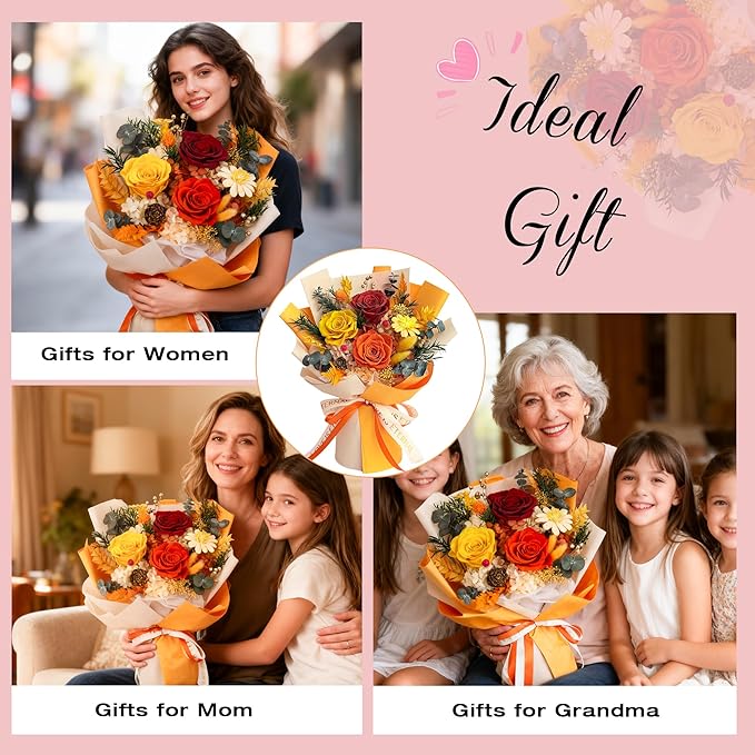 Vrioca Flowers for Delivery, Preserved Flowers Bouquets, Birthday Gifts for Women Mom