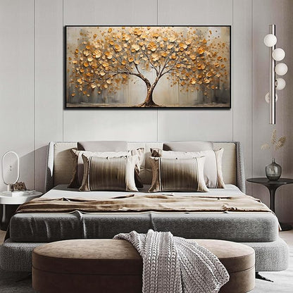 WDHCG Tree Pictures Wall Decor for Living Room - Gold Wall Art for Office - Frames Wall Art for Bedroom Size 29" x 59"