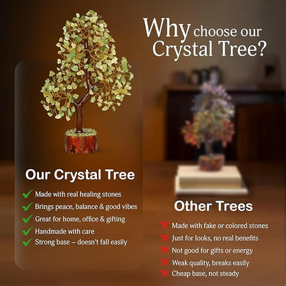 Green Jade Stone - Tree of Life, Bonsai Jade Tree, Crystal Tree, Artificial Trees, Green Jade Healing Money Tree, Crystal Money Tree, Chakra Gifts