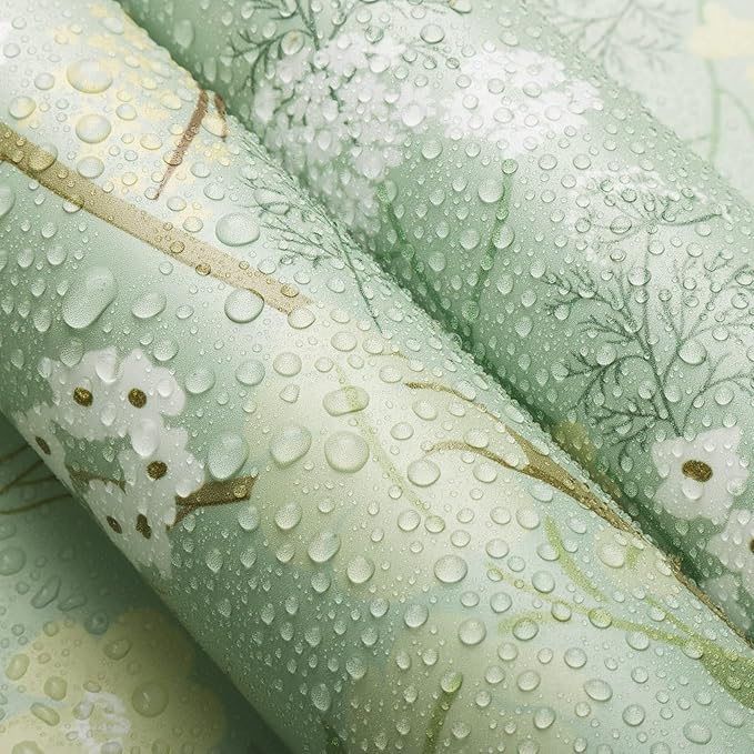 Guvana Floral Peel and Stick Wallpaper Leaf Contact Paper Self Adhesive Wallpaper Colorful Flower Contact Paper for Bedroom Livingroom Decor16.14 x78.7(Light Green Background)