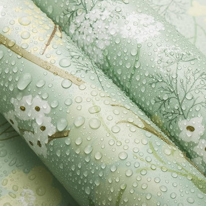 Guvana Floral Peel and Stick Wallpaper Leaf Contact Paper Self Adhesive Wallpaper Colorful Flower Contact Paper for Bedroom Livingroom Decor16.14 x78.7(Light Green Background)