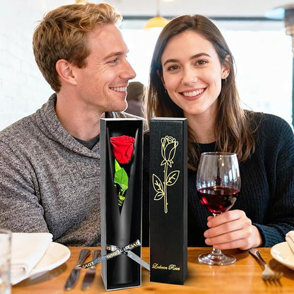 Red Single Forever Roses in a Box,Preserved Flowers for Delivery,Preserved Rose Gifts for Women, Real Roses Gift for Her, Mom Birthday Gifts, Mothers Day Flowers,Valentines Flowers