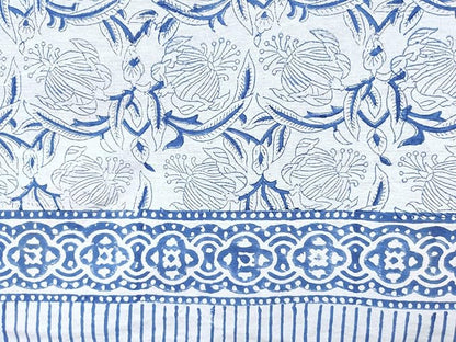 ATOSII ‘Santorini’ 100% Cotton Fall Tablecloth, Handblock Print Blue Square Table Cloth for Kitchen I Dining Table Linen I Parties Wedding Christmas Thanksgiving I Fall Decor 60 X 60 Inches