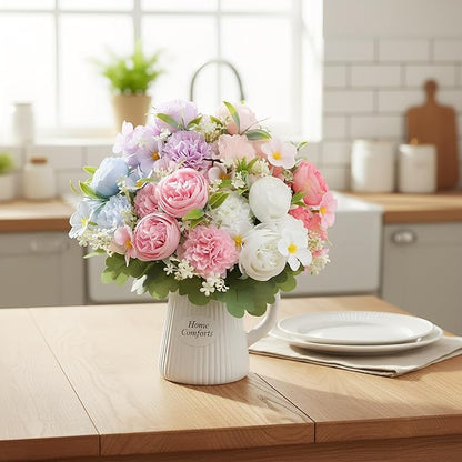 6 Color Rose Peony Artificial Flowers UV Resistant Fake Flowers for Outdoor Garden Decor Wedding Bouquets Home Decoration Porch, Patio Table Centerpiece