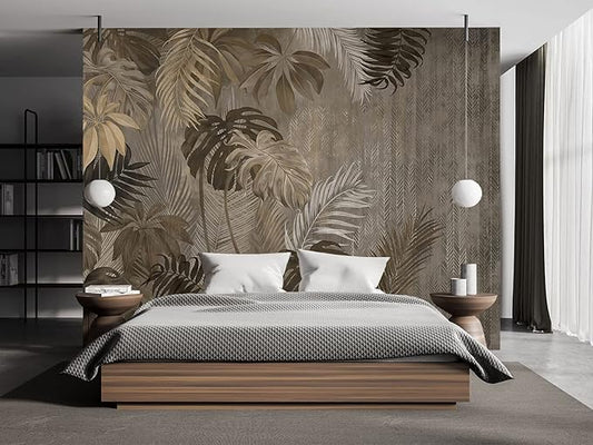 Cliouar-Turtle Backed Bamboo Plantain Leaf Plant Wall Mural Wallpaper for Bedroom Living Room 103" x 69" (Not Self Adhesive)