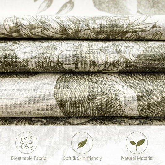 Foindtower Set of 2 Linen Floral Vintage Throw Pillow Covers Neutral Accent Print Decorative Cushion Covers Farmhouse Home Decor for Sofa Chair Couch Bedroom Living Room,18×18 Inch,Sage Green
