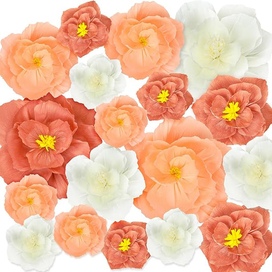 Giant Paper Flowers Artificial Large Paper Flower Decoration for Handcrafted Wall Backdrop Christmas Mexican Wedding Graduation Bridal Shower Birthday Party Supplies(Pink White,18 Pcs)