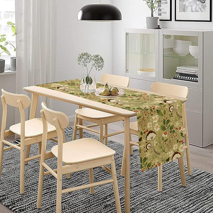 Vintage Mushroom Table Runner Rustic Garden Wildflower Botanical Plants Herbs Spring Summer Seasonal Dinner Runner for Kitchen Dining Cabin Home Holiday Party 13x120in