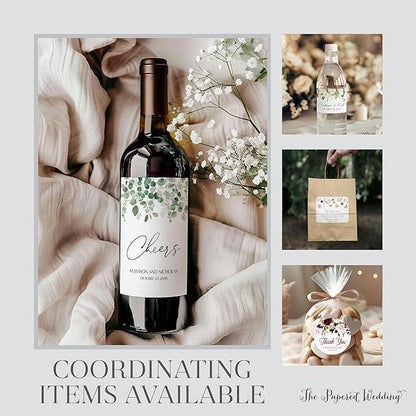Personalized Floral Wedding Stickers with Your Choice of 30 Flower Styles - Choose Font and One of Five Pre-made Phrases or Add Custom Text (021 - Blue Flowers)