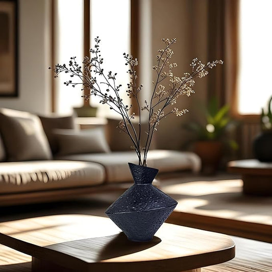 Unique Handmade Cast Iron Vase for Dried Flowers or Pampas Grass, 8.86" H Heavy and Durable Wabi Sabi Vases, Handicraft, Matte Black Vase for Modern, Rustic and Farmhouse Decor