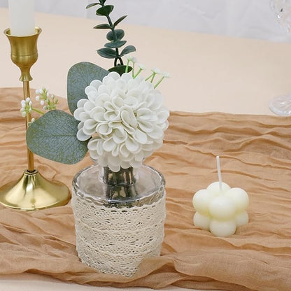 Artificial Flowers, 100pcs Realistic Artificial Rose for DIY Wedding Bouquets Centerpieces Arrangements, Sand White Dahlia Flowers with Stem for Bridal Shower Party Home Decorations