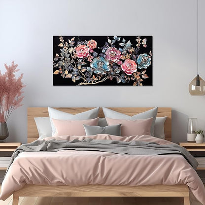 Flower Pictures Wall Decor Living Room Colorful Canvas Wall Art for Office Modern Prints Decor Bedroom Women Size 20" x 40"