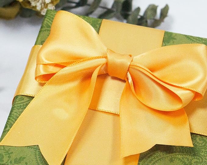 Double Face Light Orange Satin Ribbon 1-1/2 inch X 50 Yards Polyester Light Orange Ribbon for Gift Wrapping Very Suitable for Weddings Party Hair Bow Invitation Decorations and More
