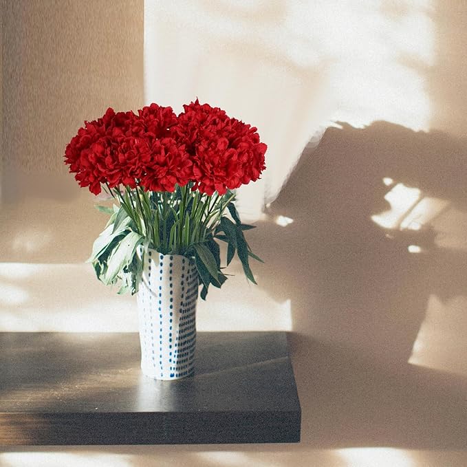 Red Carnations Artificial Flowers 15PCS Carnations Flowers Silk Flowers 21.25in Fake Flowers for Wedding Home Table Centerpieces Floral Arrangements(Red)