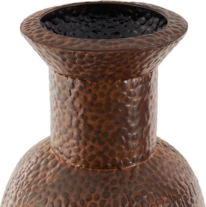 Deco 79 Metal Decorative Vase Indoor Outdoor Tall Floor Bottleneck Centerpiece Vases with Bubble Texture and Studs, Set of 3 Flower Vases for Home Decoration 50", 35", 26"H, Dark Brown