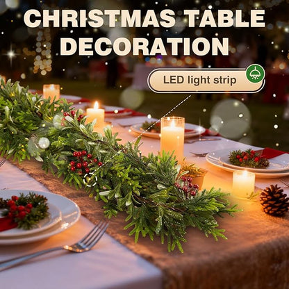 2PCS 6FT Christmas Decor Artificial Norfolk Pine Garland,Realistic Artificial Garland Greenery for Fireplace Table, Mantle Wall, Indoor Outdoor Winter Holiday Decorations(2, 6FT)