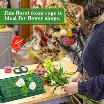 JarThenaAMCS 6Pcs Floral Foam Cage Rectangle Foam Bricks for Flower Arrangements with Tape for DIY Fresh or Artificial Flowers Wedding Birthday Parties Decor