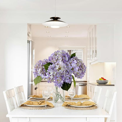 4 Pcs 20'' Real Touch Hydrangeas Artificial Hydrangeas Flowers Light Purple Faux Latex Lifelike Hydrangea for Kitchen Living Room Porch Home Decor Baby Shower Party Wedding Table Centerpiece