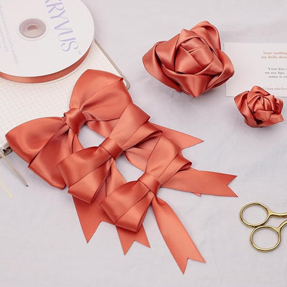 Copper Satin Ribbon, Double Faced 2 Inch X 25 Yards Copper Ribbon, Premium Satin Ribbon for Gift Wrapping, Crafts, Hair Bow Making, Sewing, Flower Bouquet, Wedding Party Decor
