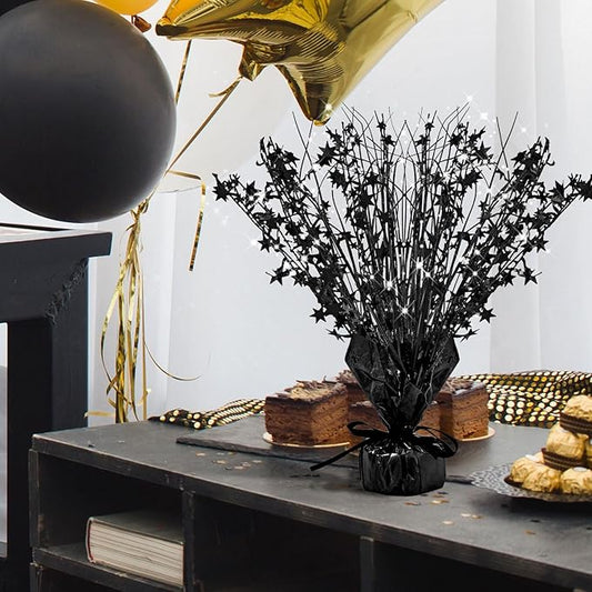 Crowye 3 Pieces Metallic Foil Spray Centerpiece Christmas Party Star Table Decoration Burst Centerpieces Fall Table Decor for Birthday New Year 2026 Party Holiday(Black)