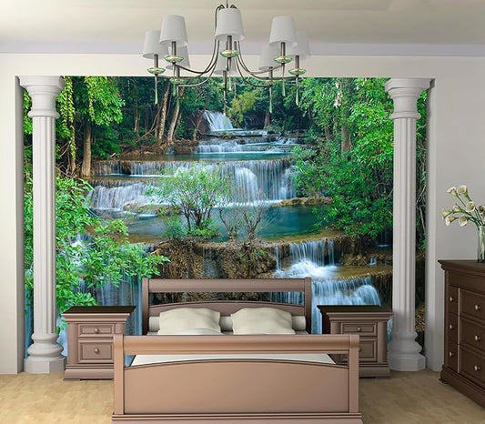 Cliouar-Kanchanaburi Waterfall Mural Wallpaper Peel and Stick 137" x 102"