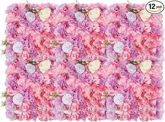15"x 15" Artificial Flower Wall Panels,Flower Wall Mat Silk Flower Panels for Outdoor Garden Backyard Fence Fence Privacy Screen and Indoor Wall Decor(12Pcs White,Style 3)