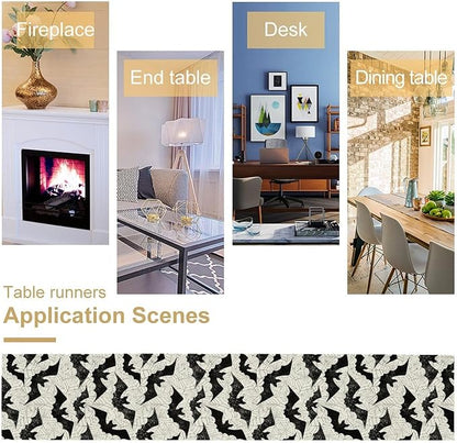 Gothic Table Runner,Bat Spider Web Pattern Table Runner for Home Kitchen Table Dining Garden Farmhouse Wedding Party Decor 13x60 Inch