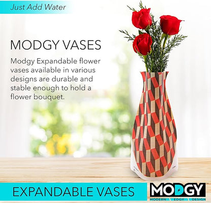 MODGY Expandable Flower Vase Plastic Decorative Modern Vases for Flowers Centerpieces Dining Table Decor Living Room Bathroom Wedding Office, Brickbrack Myvaz Multicolor