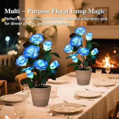 Blue Rose Flower Lamp, Christmas Birthday Gifts for Women Mom Granddaughter Girlfriend Friend Wife Anniversary Birthday, Bedroom Bar Coffee Shop Rose Night Light Lamp Decor