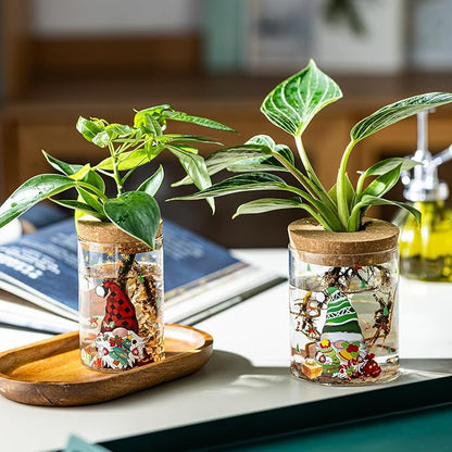 Christmas Vase, Christmas Themed Propagation Stations, Glass Propagation Vases for Plants, Cuttings, Desktop Planter Vase for Home & Office Decor, Set of 6 (3 Large & 3 Small)
