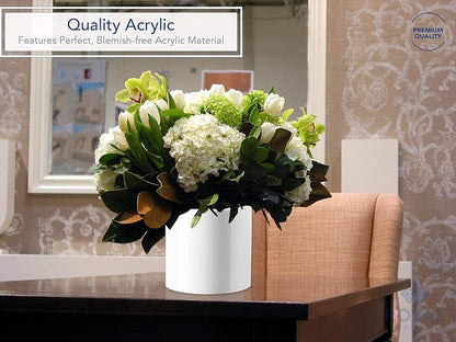 Royal Imports Flower Acrylic Vases Cylinders - Decorative Centerpiece Display for Home or Wedding - Non Breakable Plastic, 6" - White