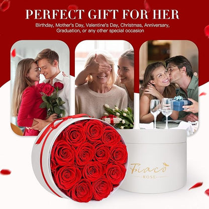 FIACO Gifts for Women Preserved Flowers in a Box-12 Forever Real Rose Flowers for Delivery Prime Birthday Gifts for Mom Grandma Wife Girlfriend Sister Fresh Flowers Eternal Rose